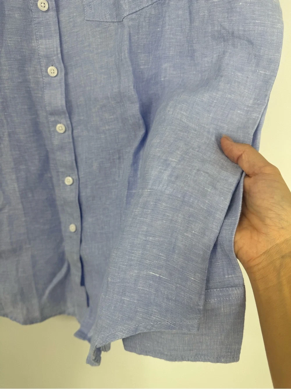 NWT J. Crew Tall Garçon Classic Shirt Baird McNutt Irish Linen French Blue 12T